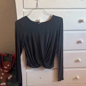 ALO Yoga Dark Gray Long Sleeve Twist Tee